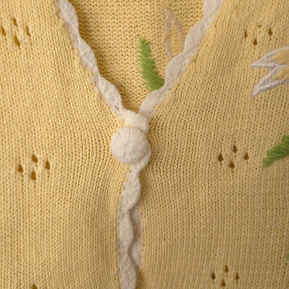 Vintage Mandal Bay Yellow Cardigan Button Up Grannycore Grandmacore Floral XL - Picture 8 of 11